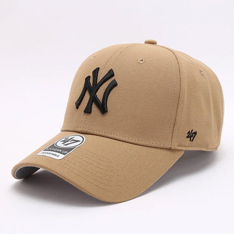 Dodgers and Yankees Baseball Cap 47brand Baseball Hat Men's Hard Top Big Logo NY Embroidered Wine Red