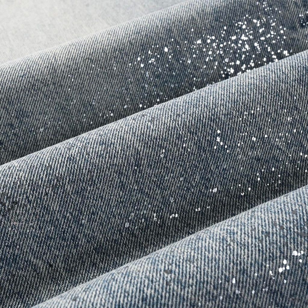 Mens trendy purple jeans, 100% cotton Jeans Rhinestones #101