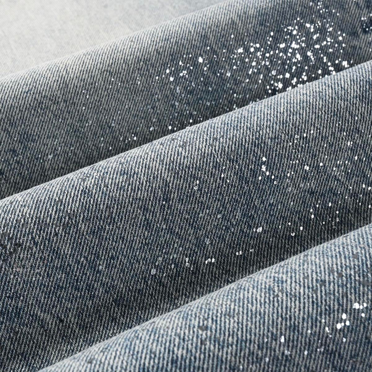 Mens trendy purple jeans, 100% cotton Rhinestones #101