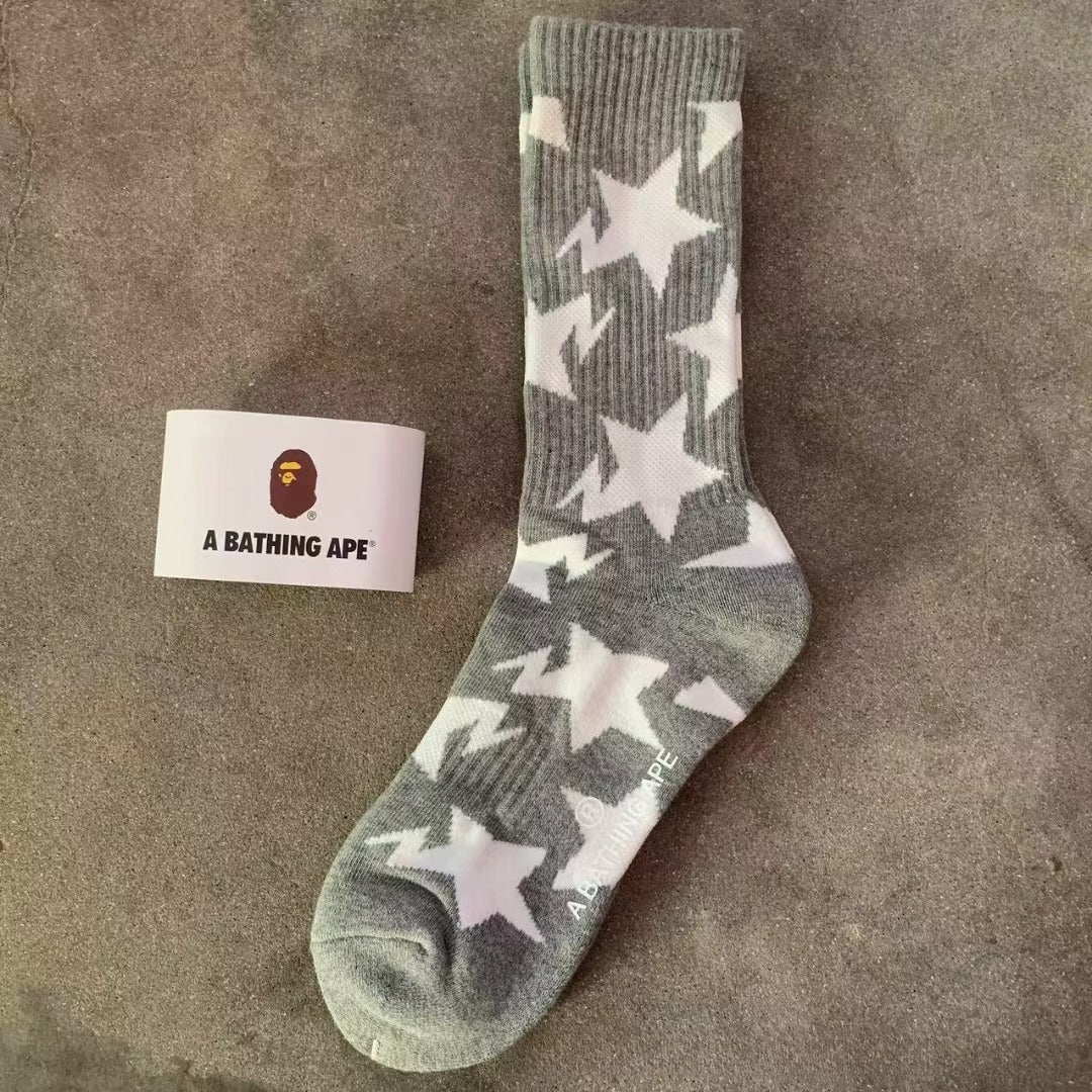 Bathing Ape Bape Socks Ape Head Star Striped Sports Socks Sweat Casual