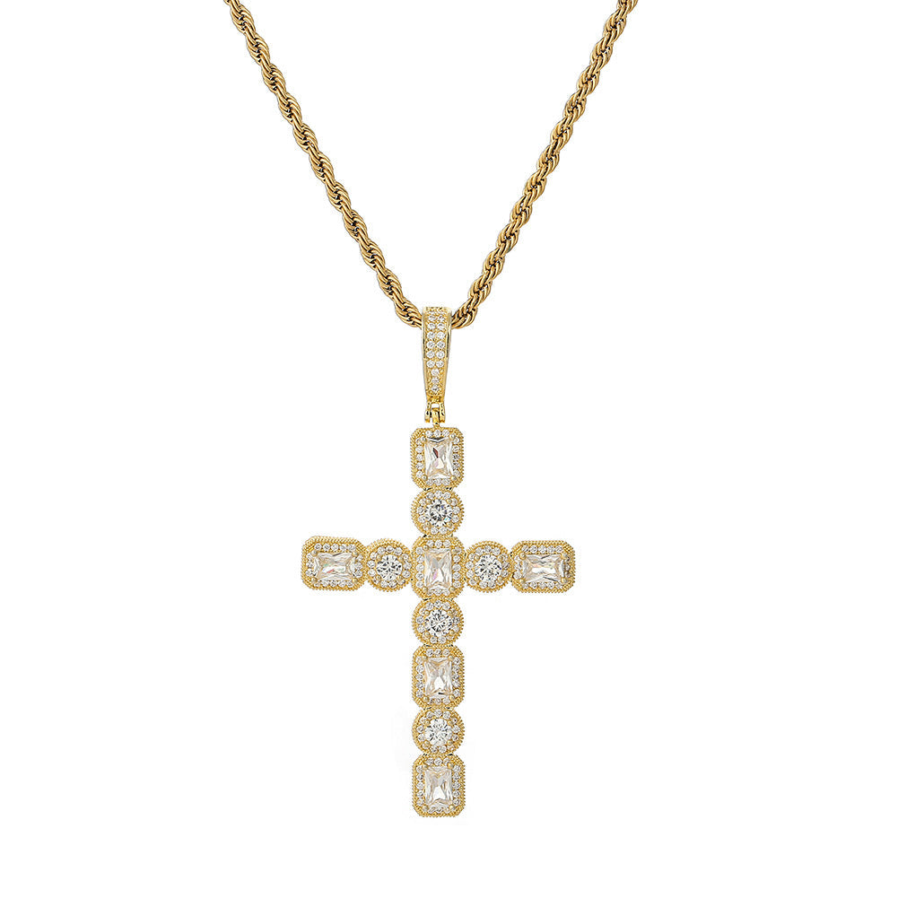 Jewelry Square Circle Large Zircon Cross Pendant CrossPendant St. Valentine's Royalty