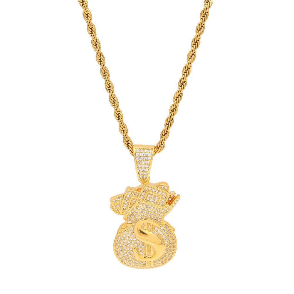 Jewelry Hip Hop Personality Zircon US Dollar Pendant Spectrum