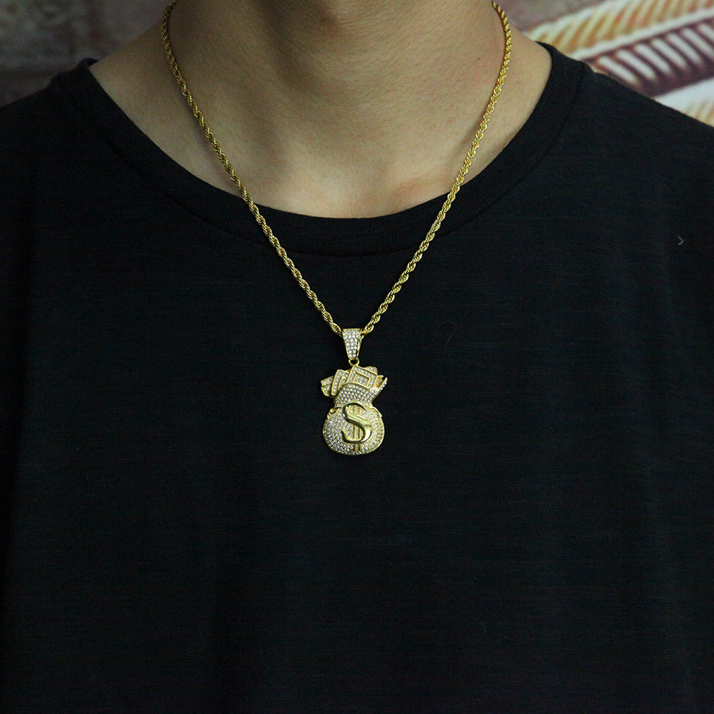 Jewelry Hip Hop Personality Zircon US Dollar Pendant Spectrum
