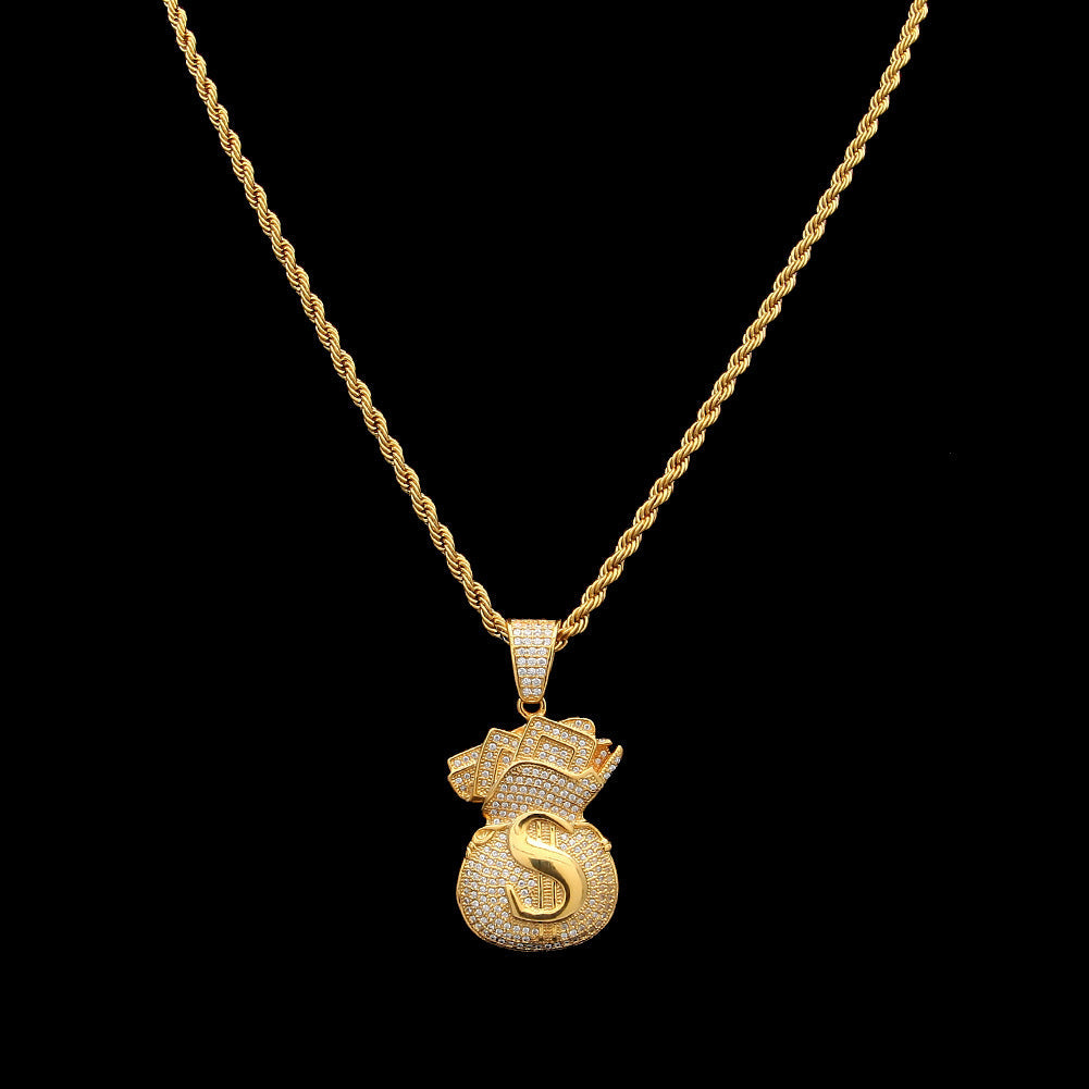Jewelry Hip Hop Personality Zircon US Dollar Pendant Spectrum