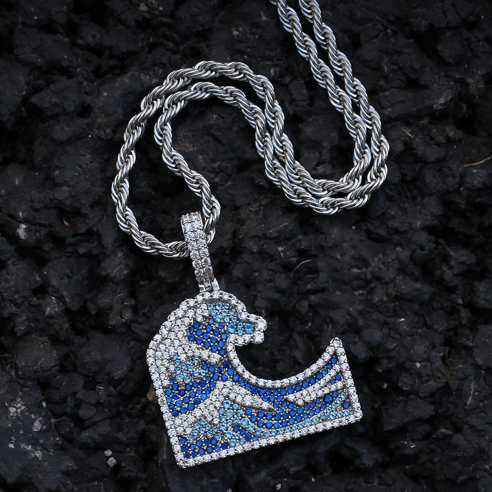 Jewelry Micro-set Zircon Kanagawa Surfing Color Zircon Spectrum