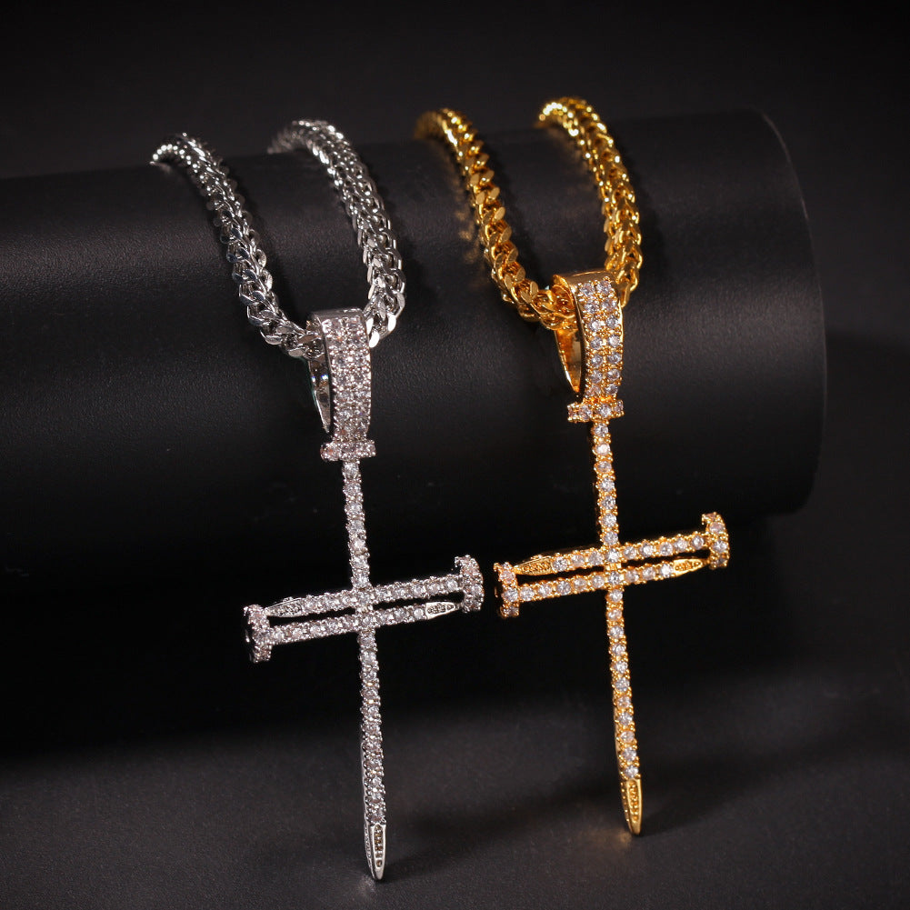 Jewelry Copper Zircon Cross Pendant Necklace Crosses Spectrum St. Valentine's
