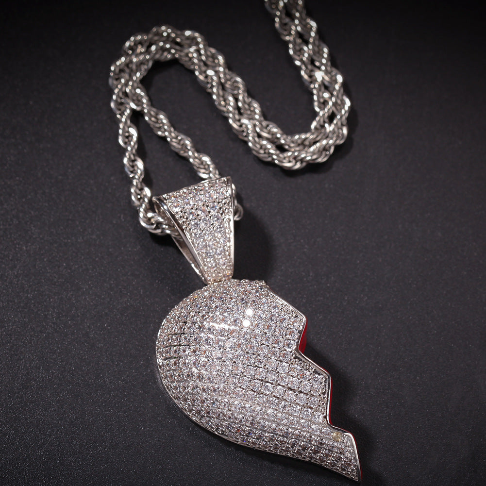 Jewelry Two Halves Heartbreak Combination Pendant Copper Inlaid Zircon St. Valentine's Spectrum Angel Pieces