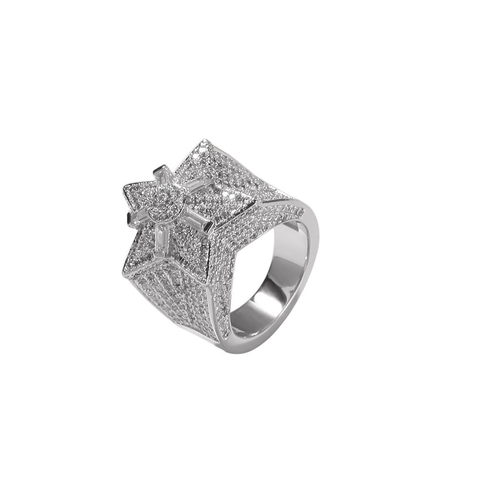 Rings Hip Hop Pentagram Zircon Ring Spectrum St. Valentine's