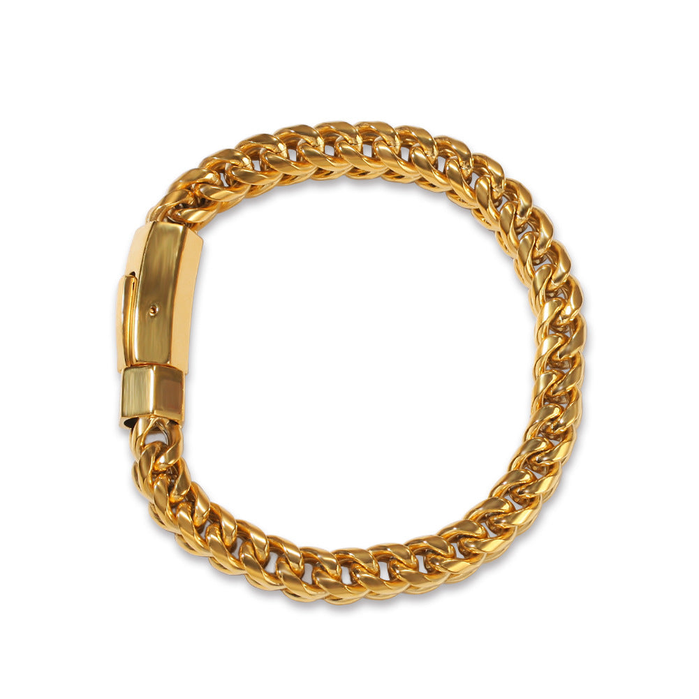 Bracelet Hip Hop Stainless Steel Front and Back Chains Bracelet Spectrum Royalty