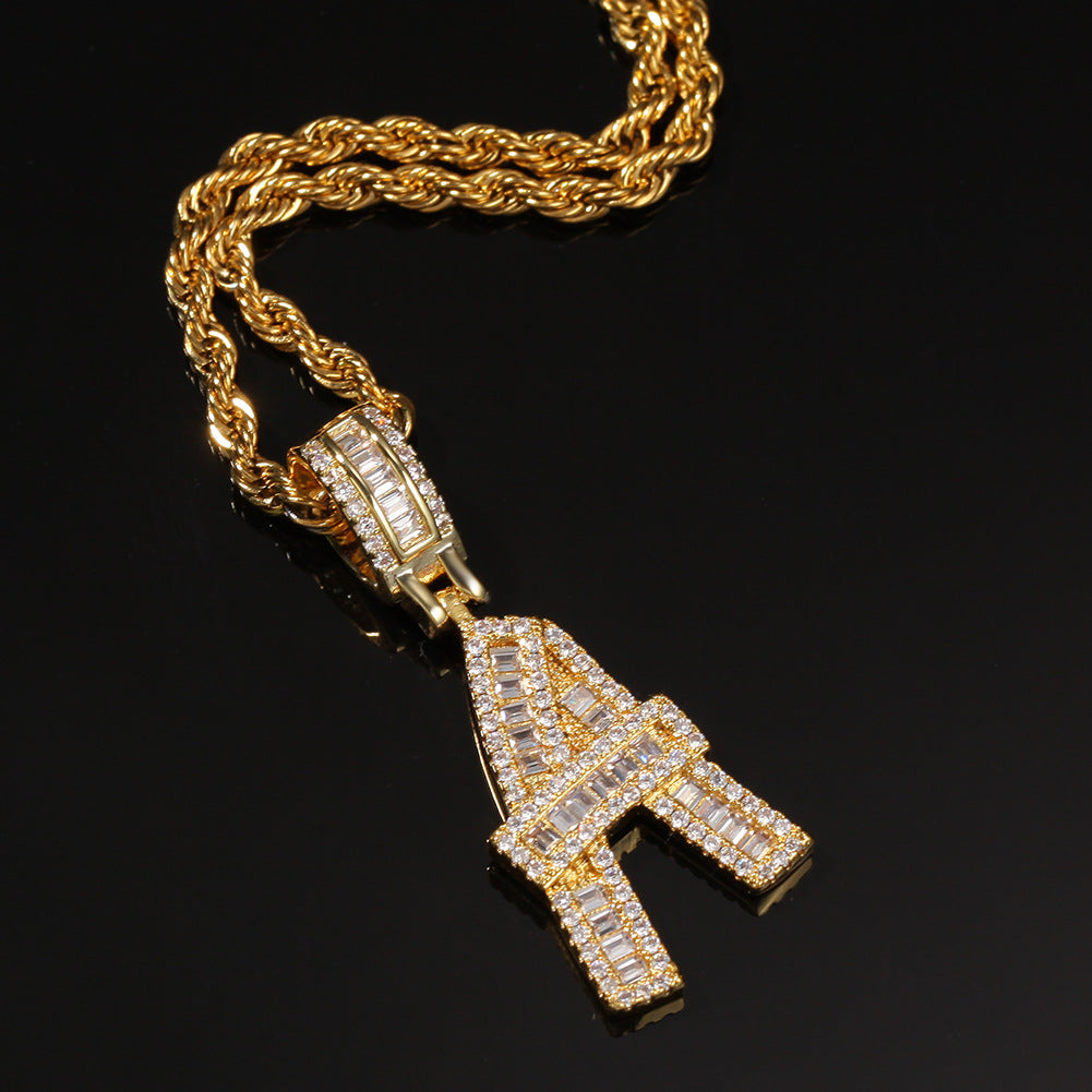 Jewelry T square zircon English letter pendant Word Up Spectrum