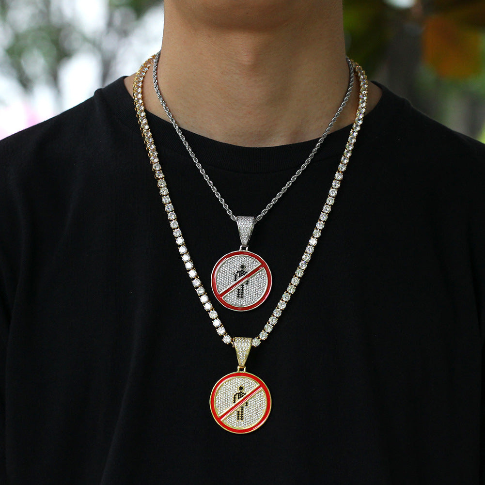 Jewelry Copper Zircon Disc Pendant hiphop Spectrum Jesus Pieces