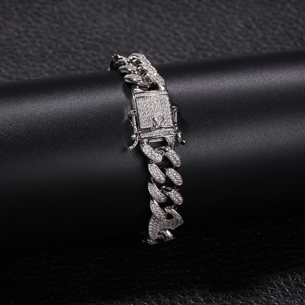 Bracelet Color Matching Copper Bracelet Hip Hop Zircon Cuban Chain Spectrum Royalty