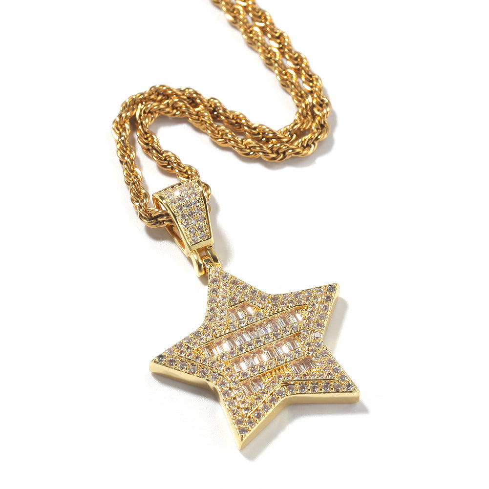 Jewelry Square Circle Zircon Pentagram Pendant Necklace St. Valentine's Spectrum Royalty Angel Pieces