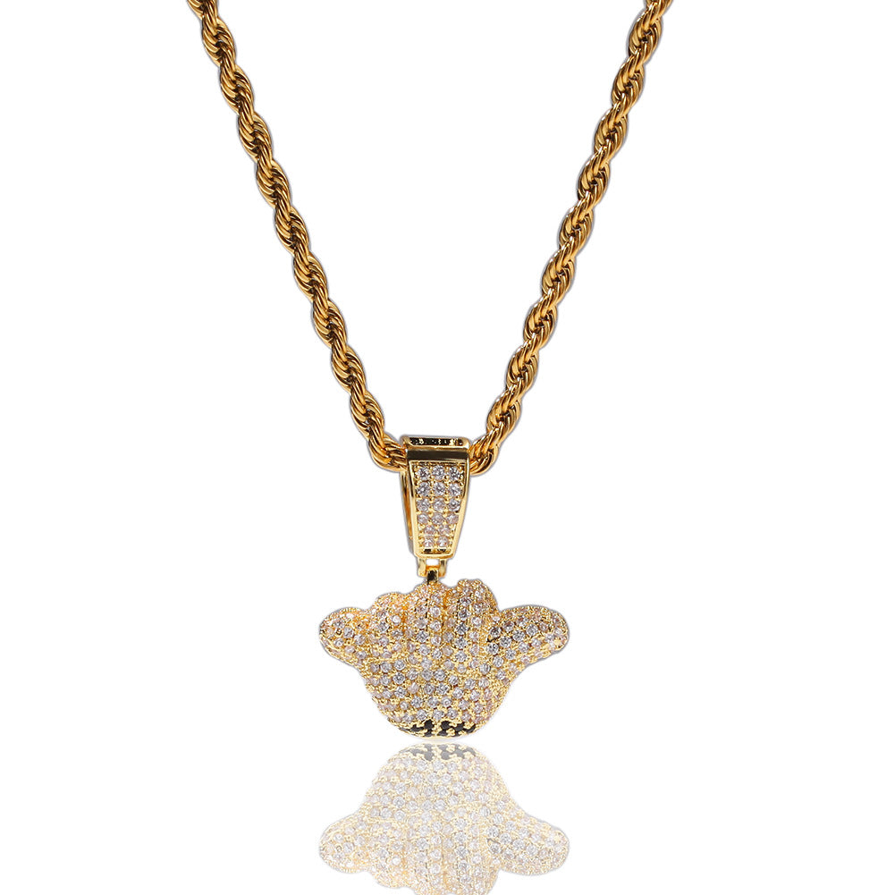 Jewelry Gold Plated 666 Pendant Necklace Pendant Hiphop Number Pieces Spectrum