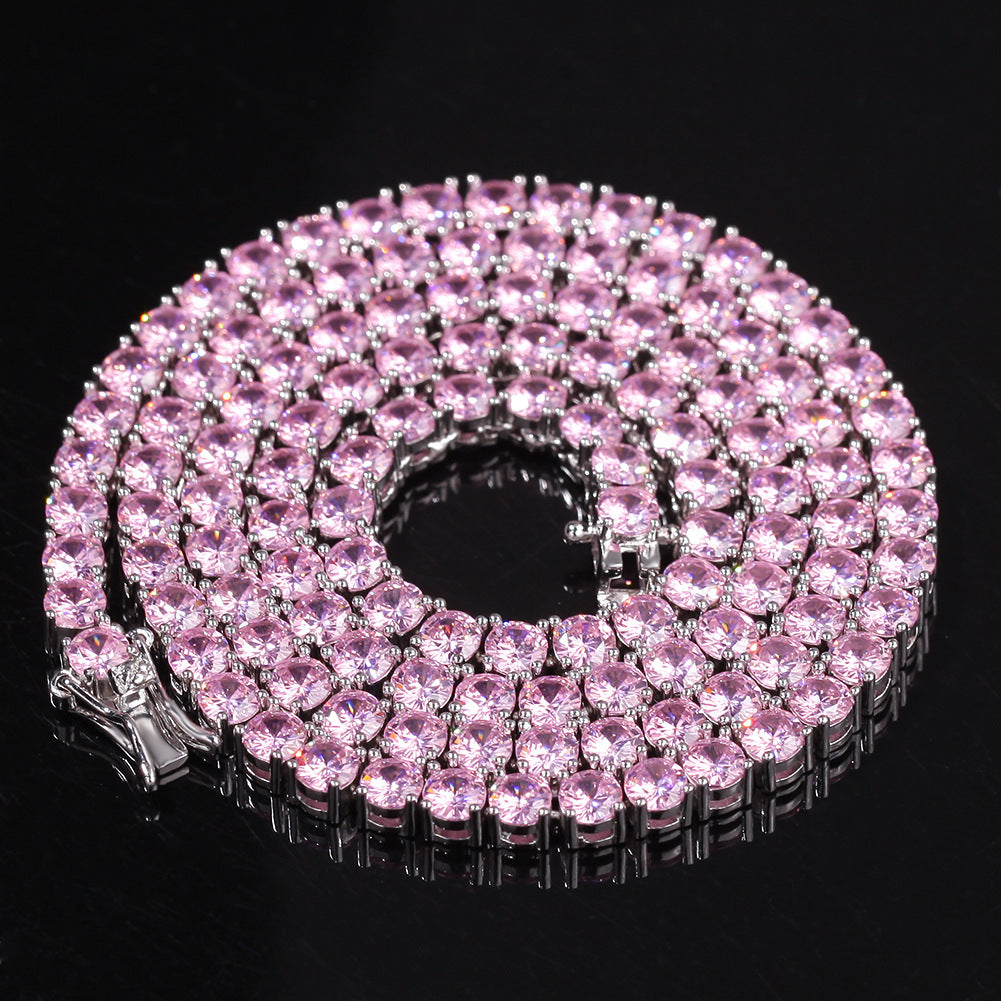Jewelry Hip Hop Pink Zircon Anhe Pendant Copper Inlaid Zircon Crosses St. Valentine's Spectrum