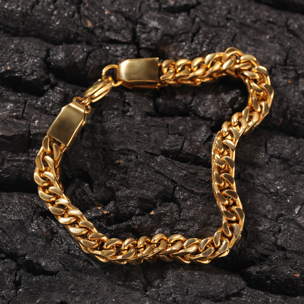 Bracelet Hip Hop Simple 6mm Stainless Steel Bracelet Vintage St. Valentine's Spectrum