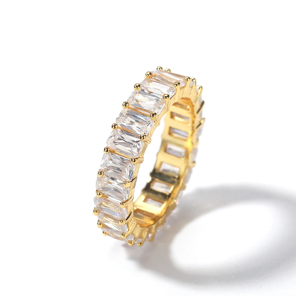 Rings Rap Men's Square Zircon Ring Hiphop St. Valentine's