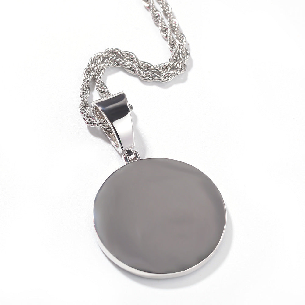 JewelrySmile Expression Round Zircon Pendant