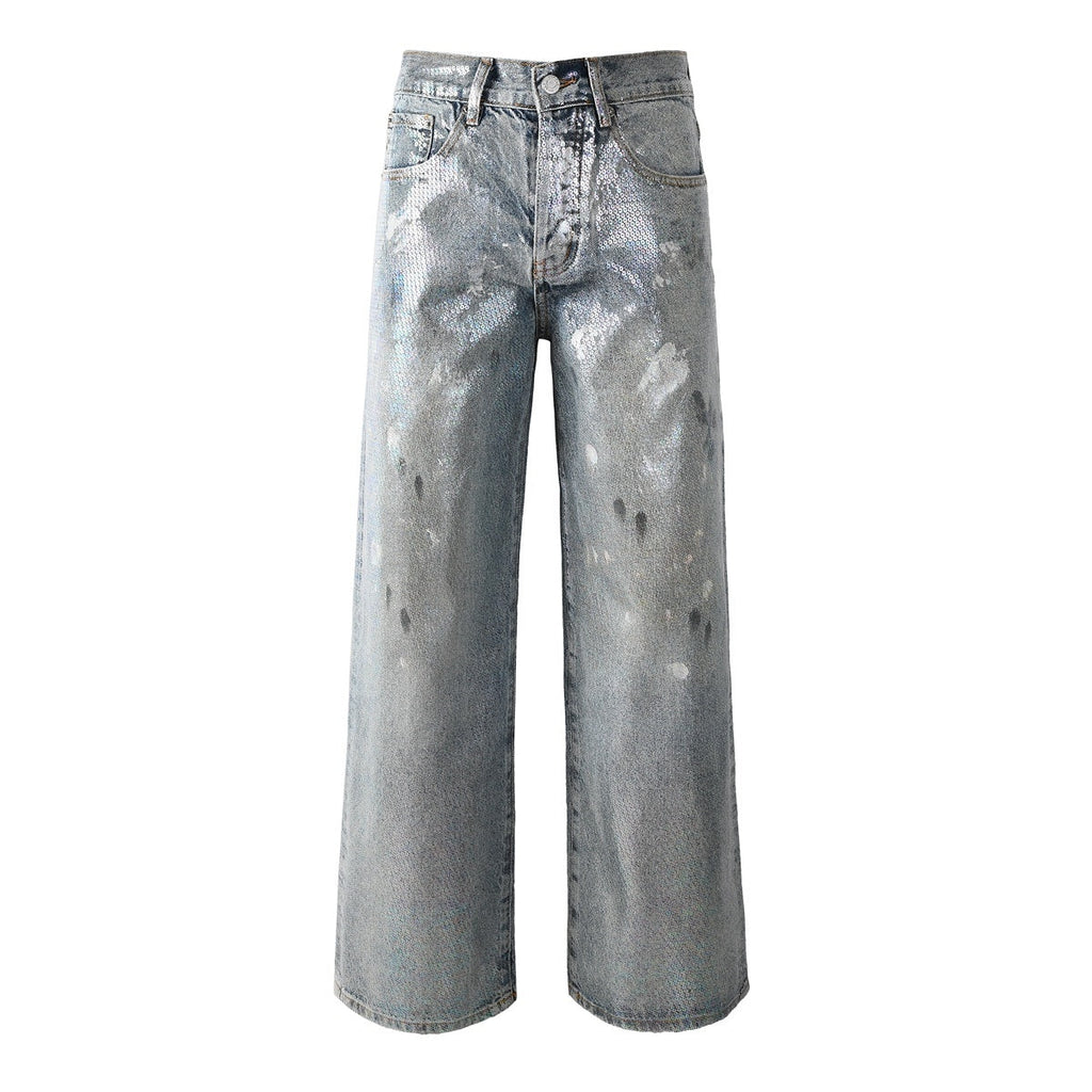 Mens trendy purple jeans, 100% cotton Jeans Rhinestones #108