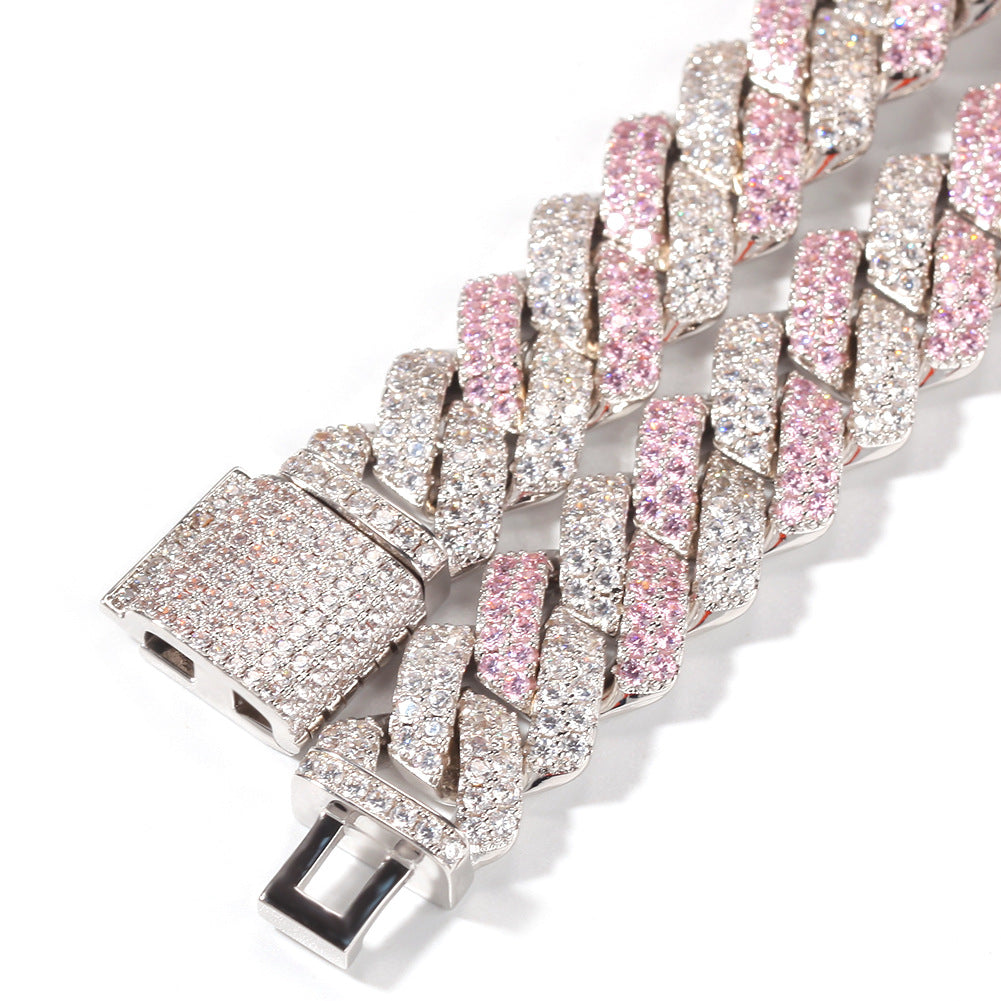 Bracelet silver powder matching bar Cuban chain bracelet hiphop St. Valentine's Spectrum