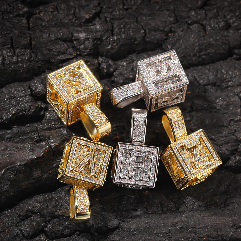 Jewelry necklace micro-inlaid zircon dice square hip-hop necklace wholesale Spectrum Royalty Jesus Pieces