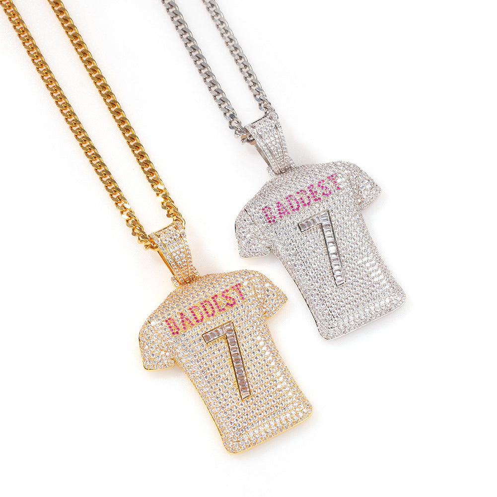 Jewelry Full Zircon No. 7 Jersey Pendant Necklace ins Spectrum Jesus Pieces Black Mamba