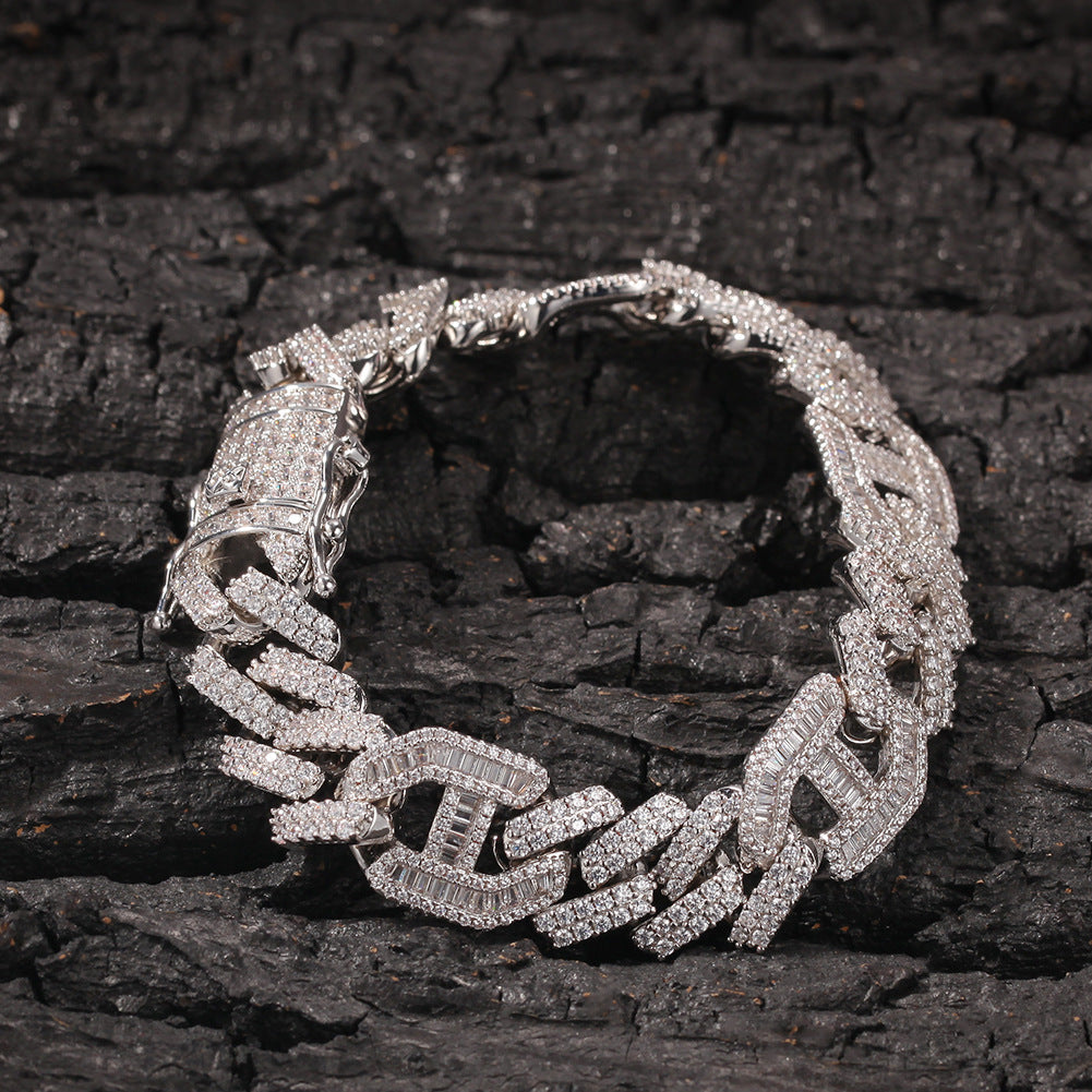 Bracelet Hiphop Zircon Strip Cuban Bracelet Spectrum Royalty