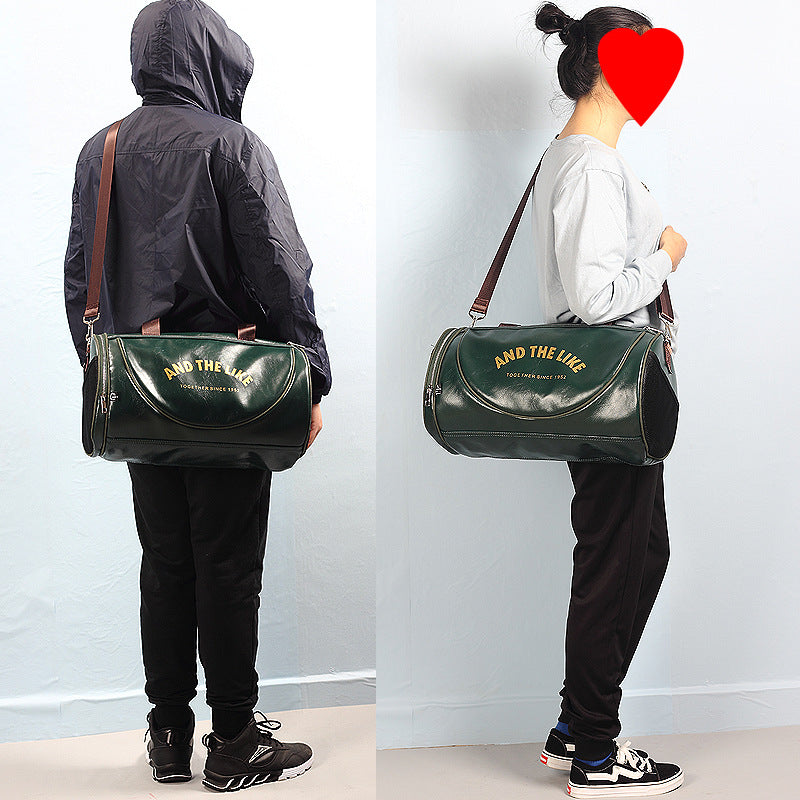 Leather duffel bag shoulder messenger bag travel bag sports bag men's fitness bag women's portable training bag