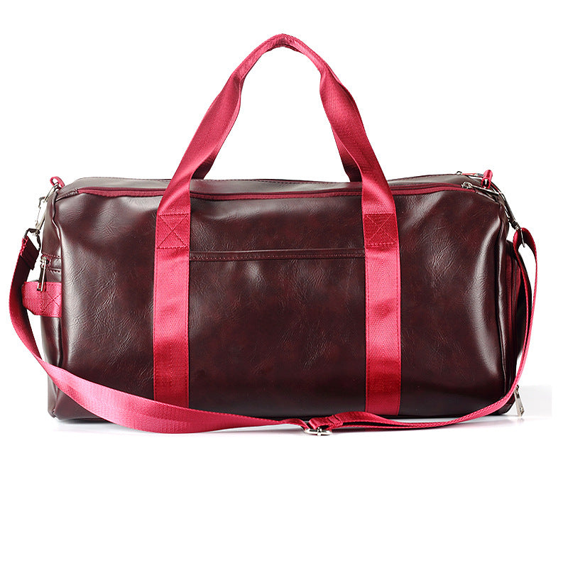 Leather duffel bag crossbody shoulder bag short trip portable travel bag yoga bag