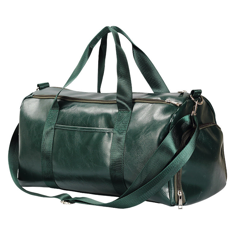 Leather duffel bag crossbody shoulder bag short trip portable travel bag yoga bag