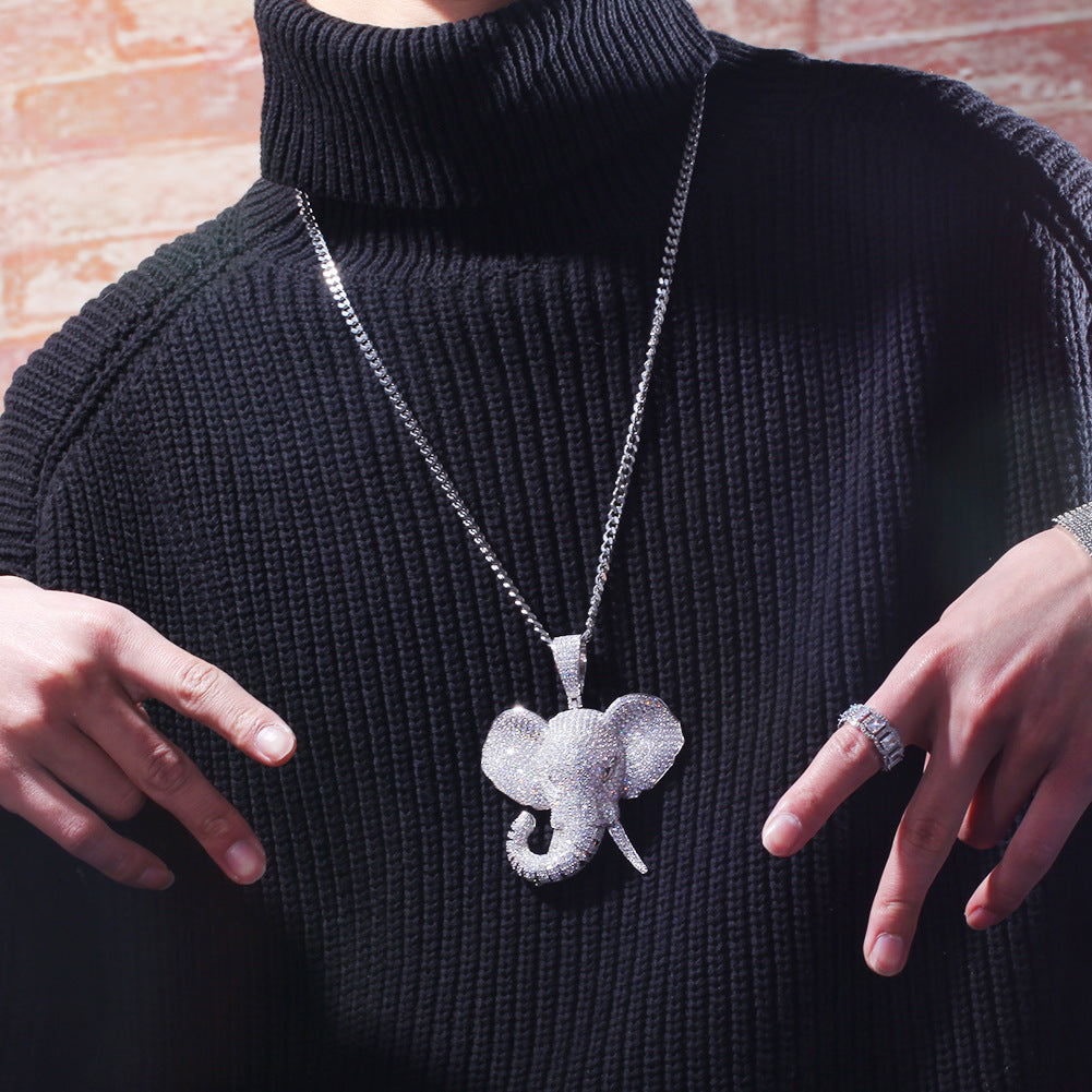 Jewelry European Zircon Three-dimensional Animal Elephant Pendant Necklace Animal Spectrum