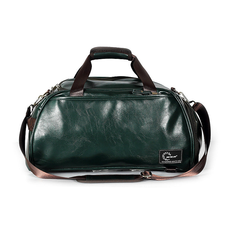 Leather duffel bag shoulder messenger bag dry and wet separation backpack male student bag leisure travel bag