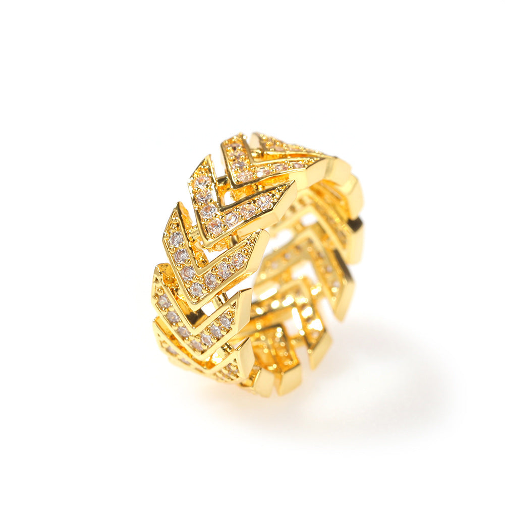 Rings Vintage Gold Plated Arrow Copper Zircon Ring Spectrum St. Valentine's