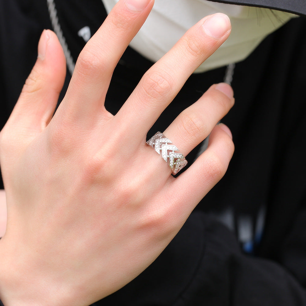 Rings Vintage Gold Plated Arrow Copper Zircon Ring Spectrum St. Valentine's