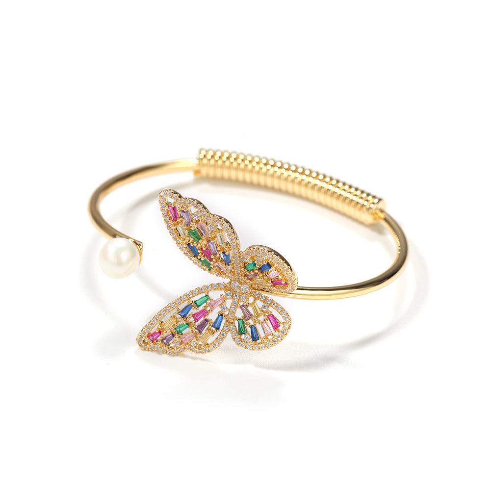 Bracelet Butterfly Bracelet Adjustable Bracelet Copper Zircon Animal Spectrum St. Valentine's