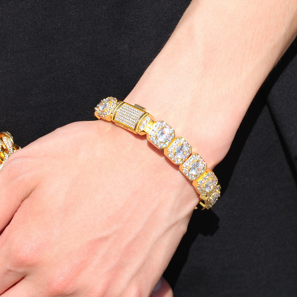 Bracelet Bracelet High Micro Zircon 12.5mm Rock Sugar Bracelet hiphop Spectrum St. Valentine's
