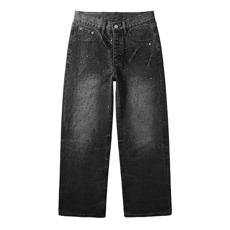 Mens trendy purple jeans, 100% cotton Jeans Rhinestones #105