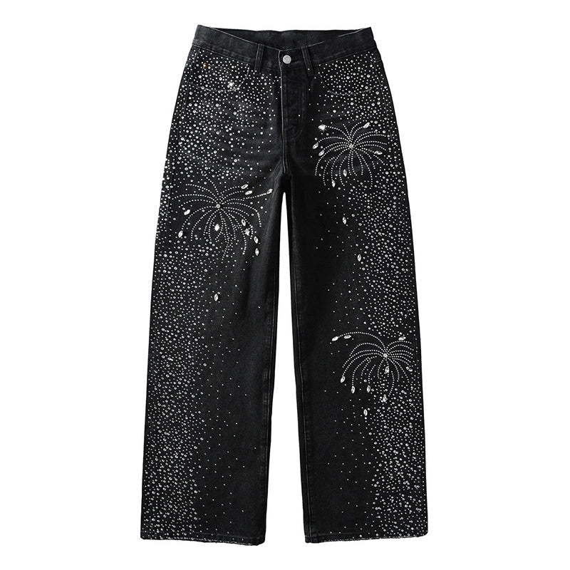 Mens trendy purple jeans, 100% cotton Rhinestones #9125