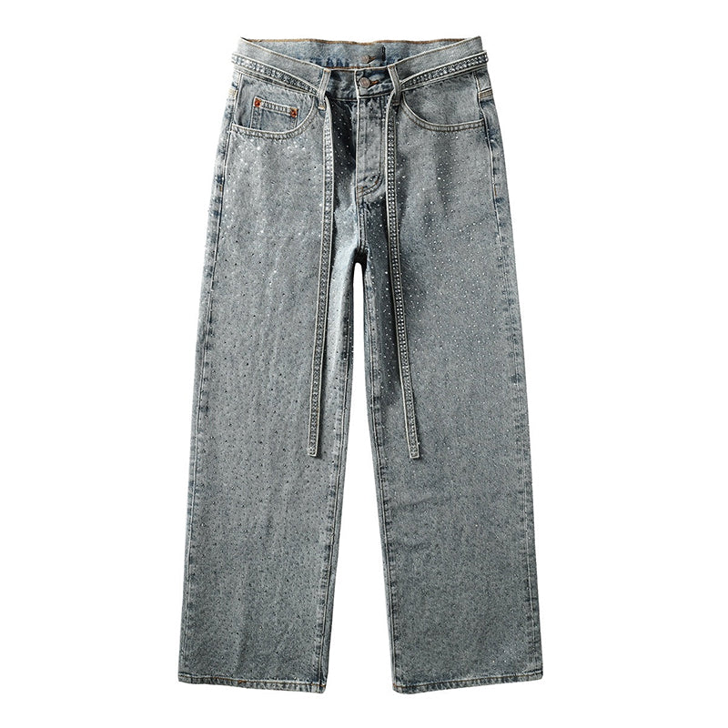 Mens trendy purple jeans, 100% cotton Rhinestones #9129