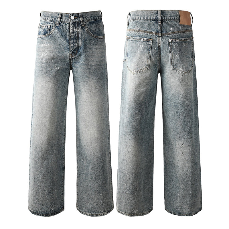 Mens trendy purple jeans, 100% cotton Jeans Rhinestones #101