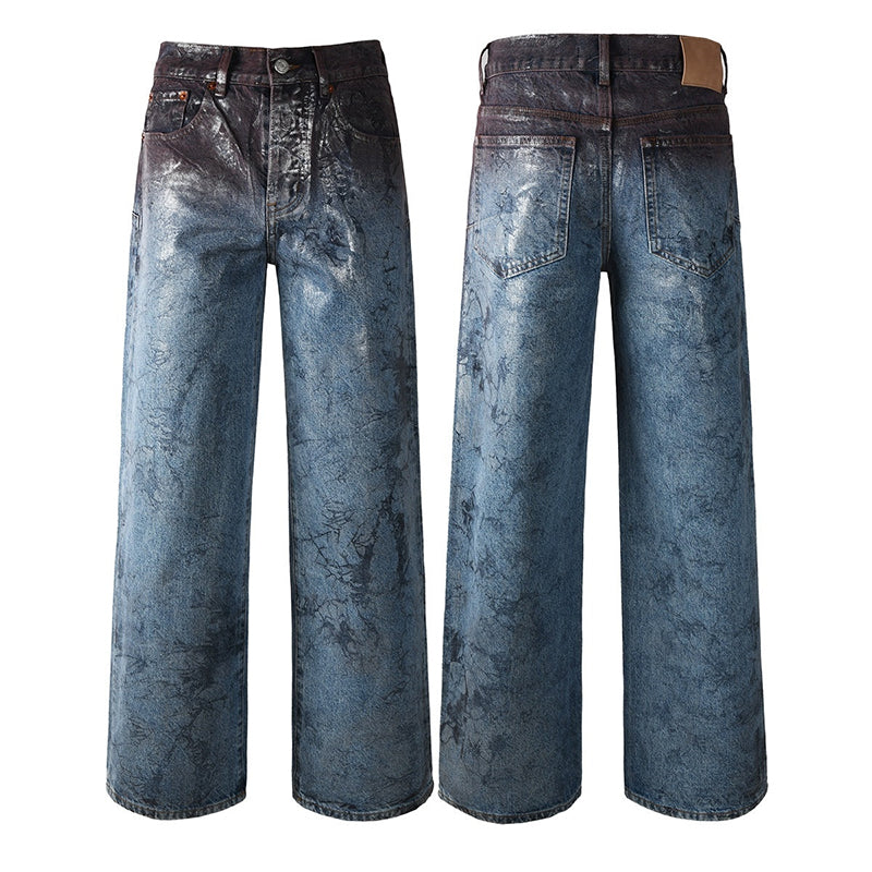 Mens trendy purple jeans, 100% cotton Rhinestones #109