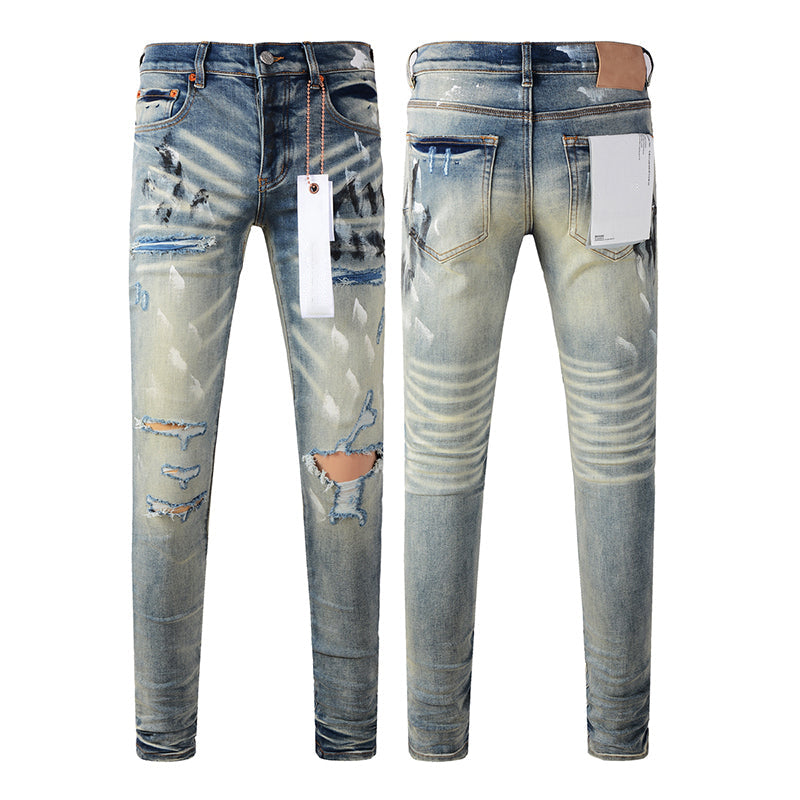 Mens trendy purple jeans, 100% cotton Pure Cotton High Street Trend