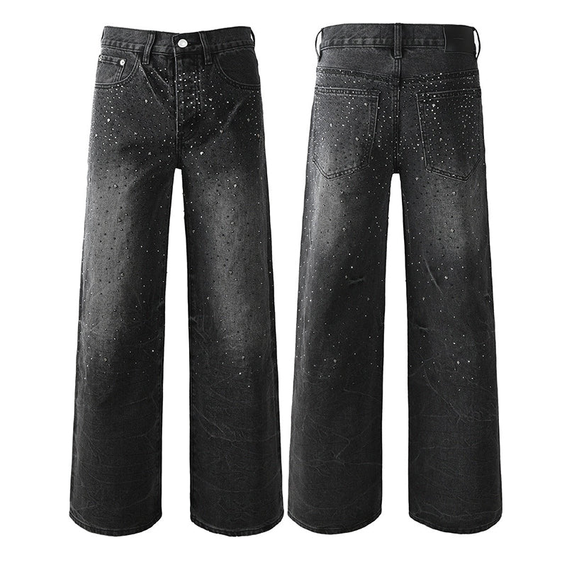 Mens trendy purple jeans, 100% cotton Jeans Rhinestones #105