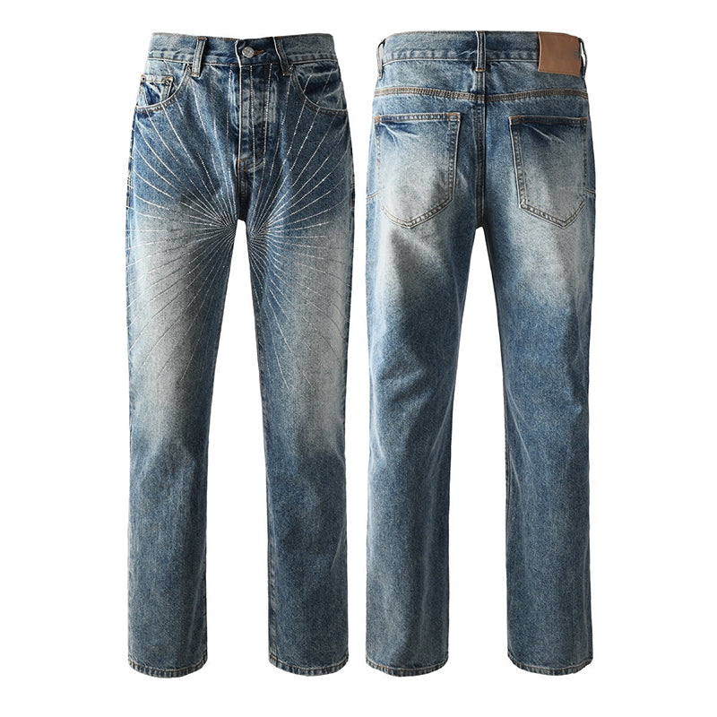 Mens trendy purple jeans, 100% cotton Jeans Rhinestones #9138