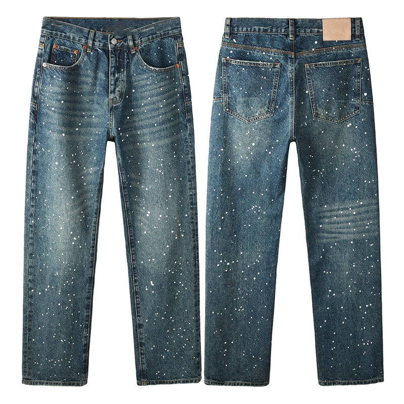 Mens trendy purple jeans, 100% cotton Jeans Rhinestones #9139