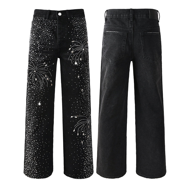 Mens trendy purple jeans, 100% cotton Jeans Rhinestones #9125