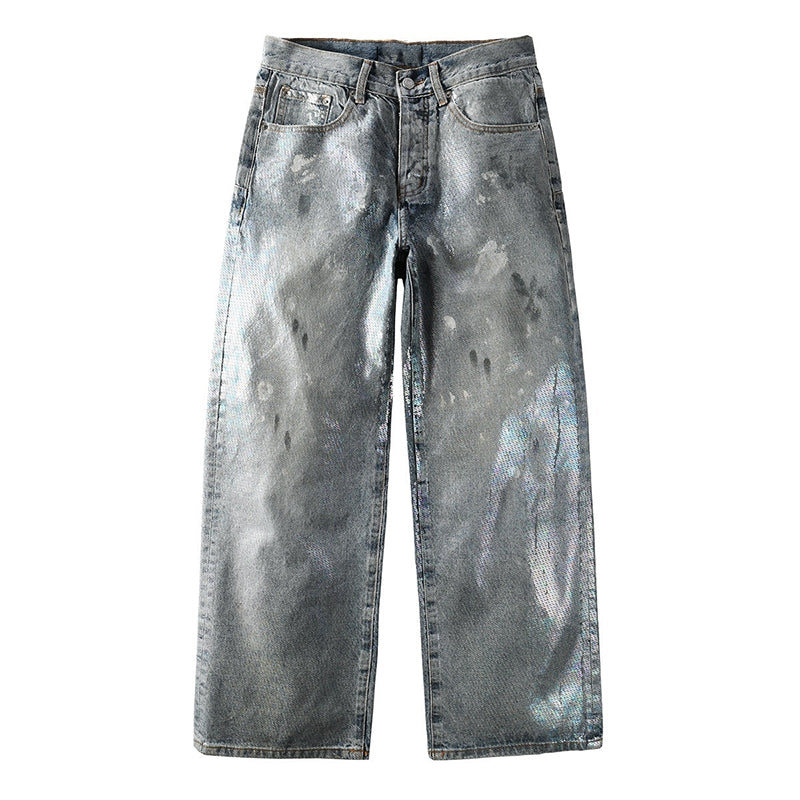 Mens trendy purple jeans, 100% cotton Jeans Rhinestones #108
