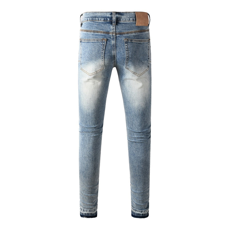 Mens trendy purple jeans, 100% cotton Rhinestones #9132