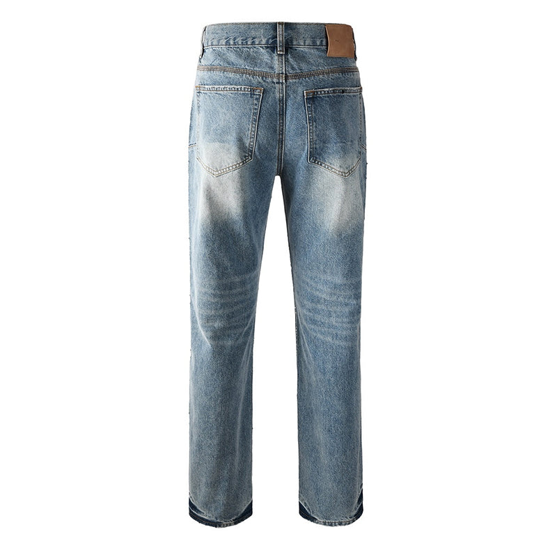 Mens trendy purple jeans, 100% cotton Rhinestones #9137