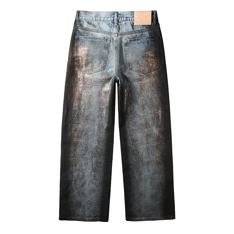 Mens trendy purple jeans, 100% cotton Rhinestones #102